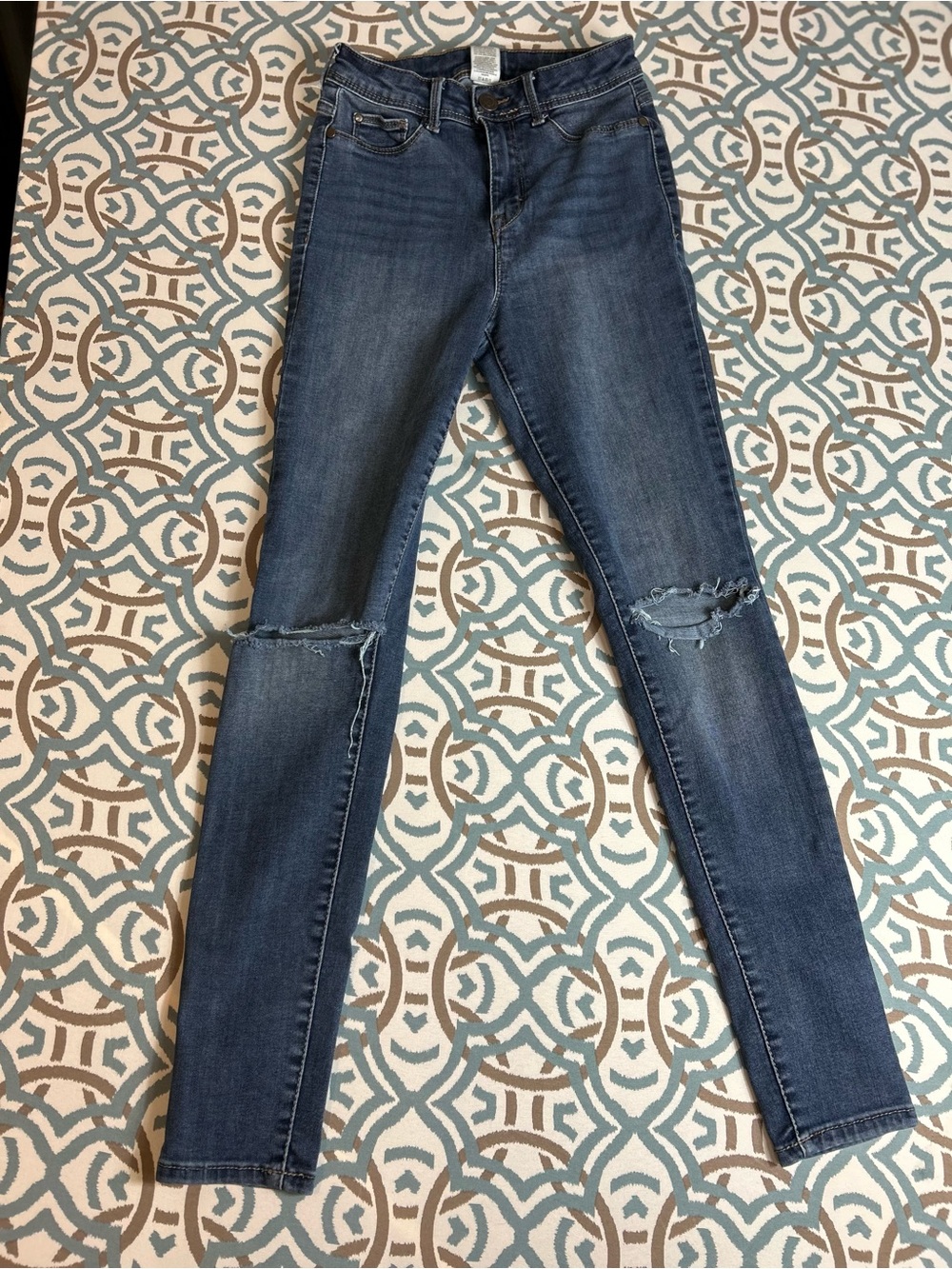 Time and Tru Dark Blue Distressed Skinny Jeans